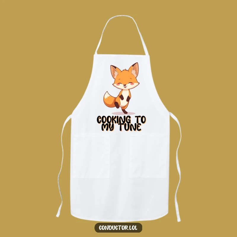 Funny Fox Tapping Foot Apron: Playful Kitchen Decor, Cheerful Chef Gift