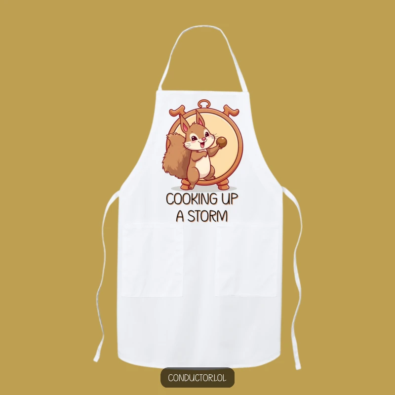 Funny Squirrel Gong Strike Apron: Cook Up Some Laughs in the Kitchen