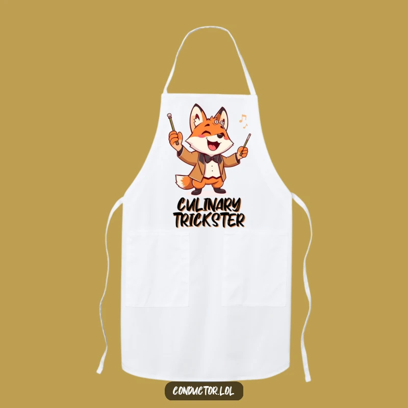 Funny Fox Conductor Apron: Cook with Maestro Drama and Flair