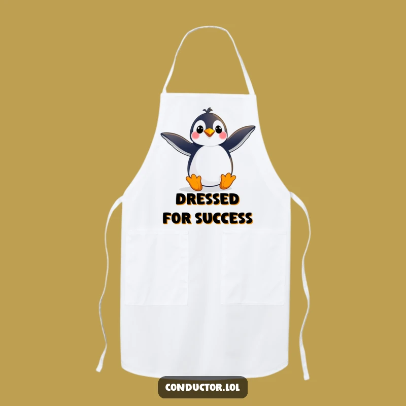Funny Penguin Pose Apron: Cook with Dramatic Presence