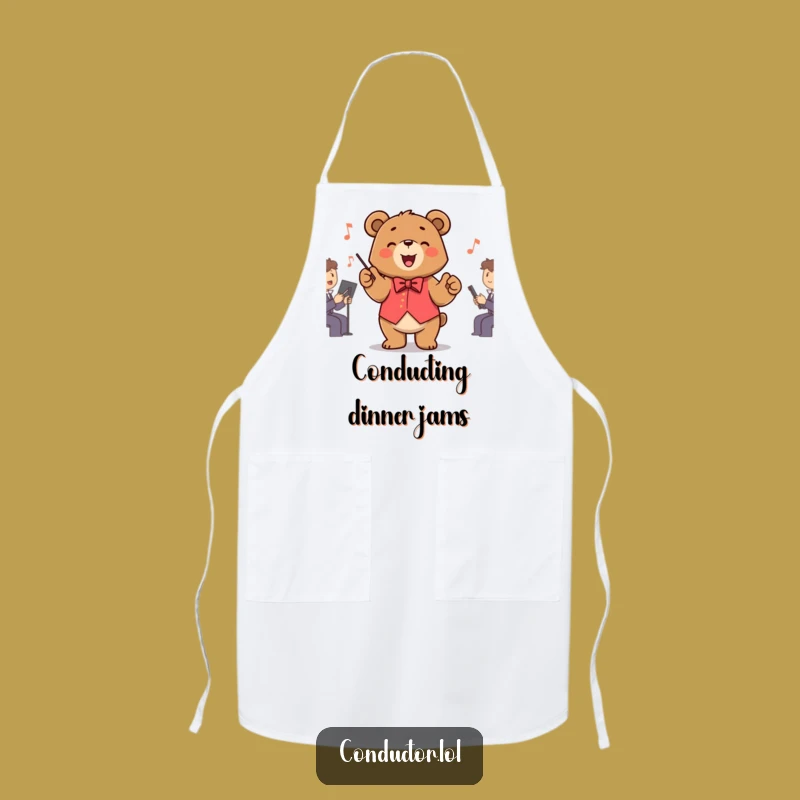 Funny Bear Conductor Apron: Cook Up a Maestro's Feast with Laughter