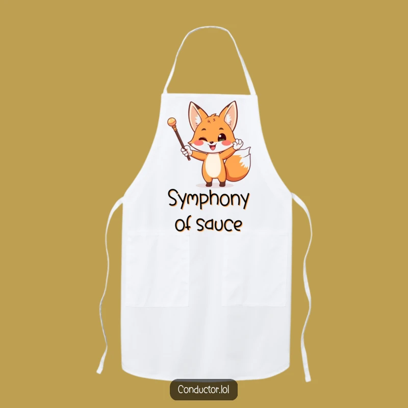 Funny Fox Maestro Apron: Dapper Chef's Baton for Culinary Shows