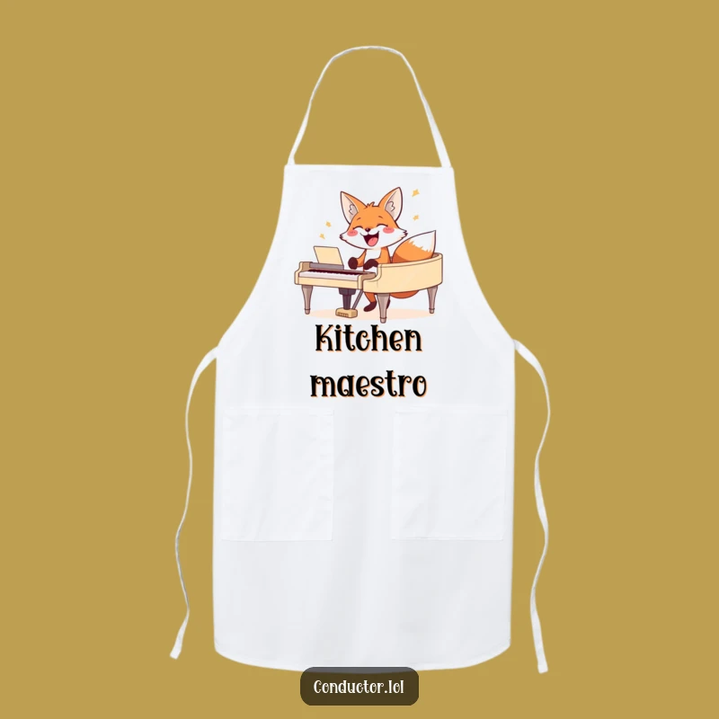 Funny Fox Pianist Apron - Cook and Play with Humorous Flair