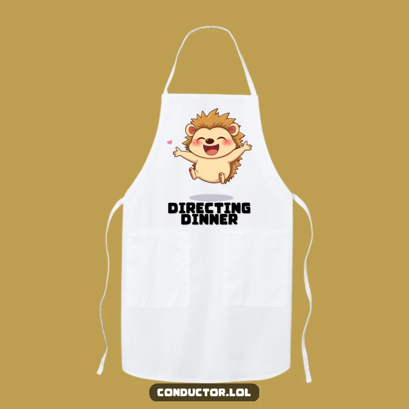 Funny Hedgehog Director Apron - Joyful Maestro Kitchen Wear for Cooks