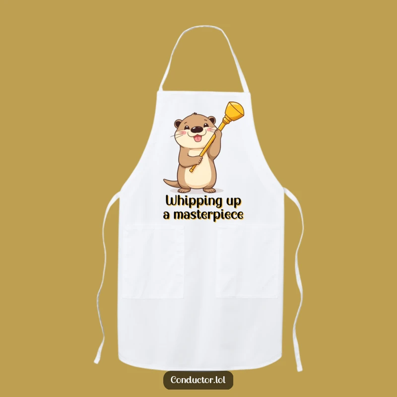 Funny Otter Conductor Apron: Hilarious Kitchen Wear for Music-Loving Chefs