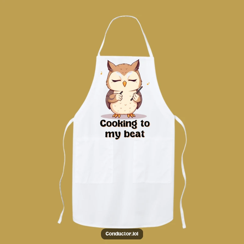 Funny Owl Conductor Apron: Cook with Wisdom and Musical Flair!