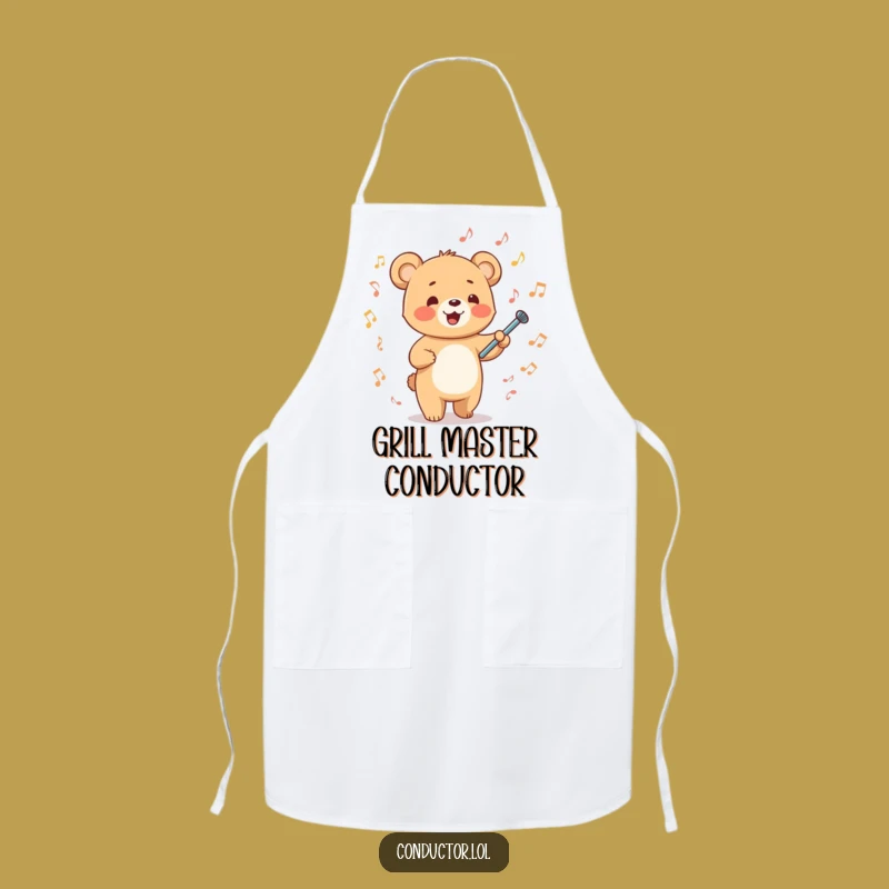 Funny Bear Cub Maestro Apron - Cook with Energetic Flair