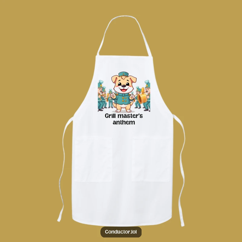 Funny Dog Band Director Apron, Chef's Marching Musical Kitchen Wear