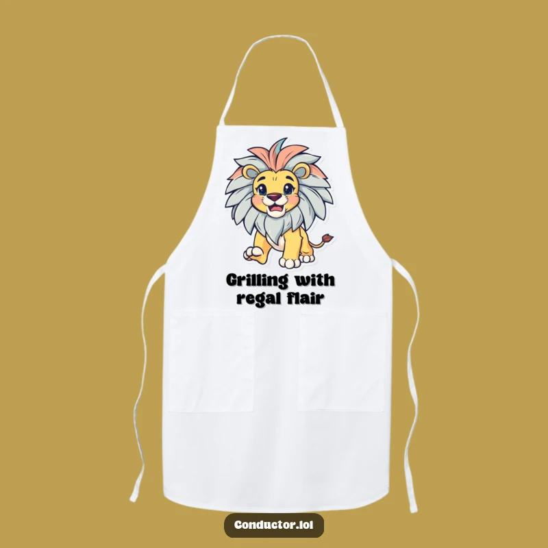 Funny Lion Leading Apron: Majestic Chef Wear, Bold Kitchen Accessory