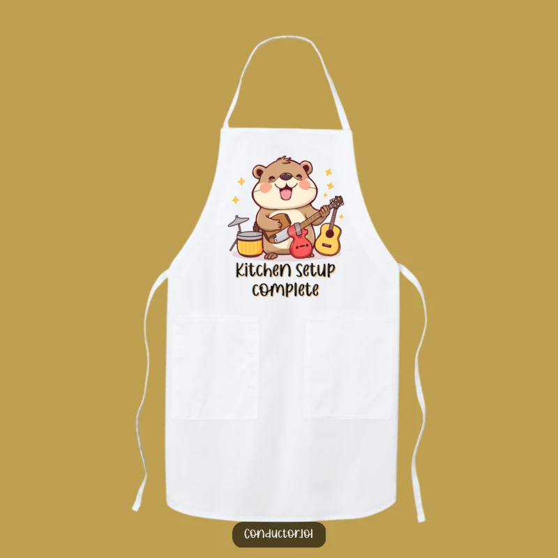 Funny Beaver Music Apron: Kitchen Organizer, Cheerful Cooking Gift