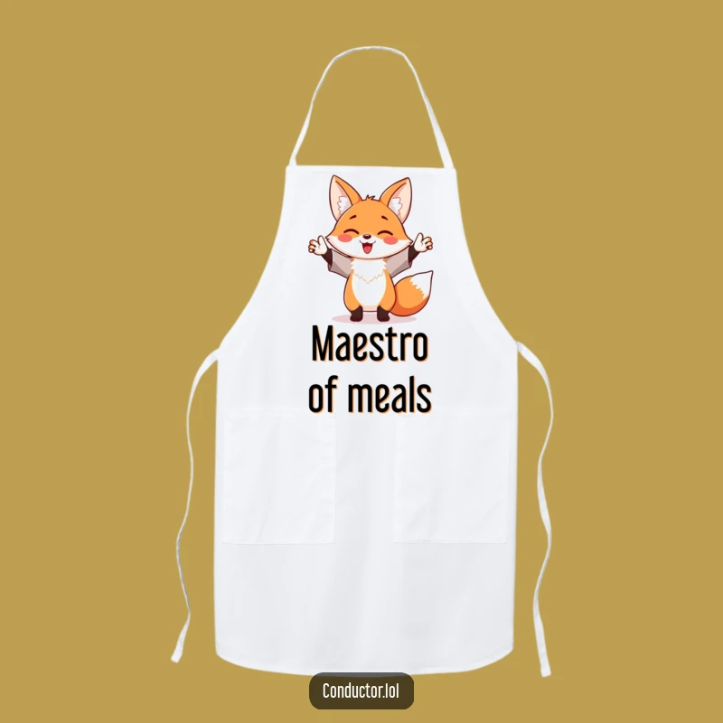Funny Maestro Fox Apron: Lead Your Kitchen with Energetic Flair!