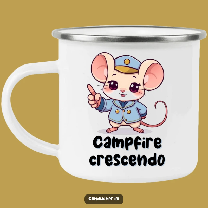 Funny Mouse Conductor Camping Mug: Outdoor Musical Inspiration