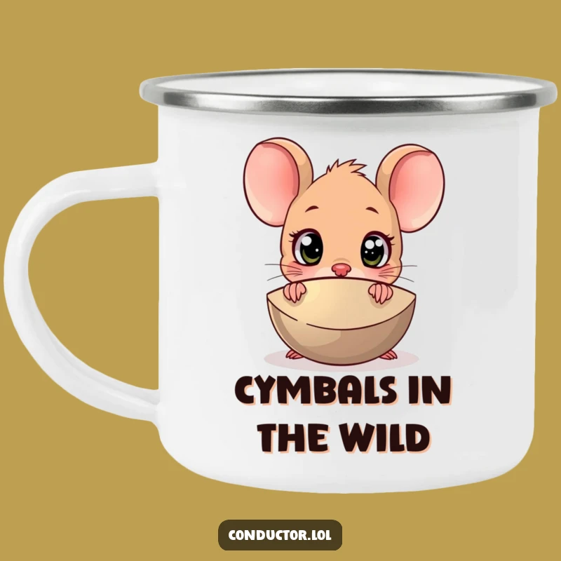 Funny Surprised Mouse Cymbal Camping Mug: Durable & Hilarious Outdoor Gear