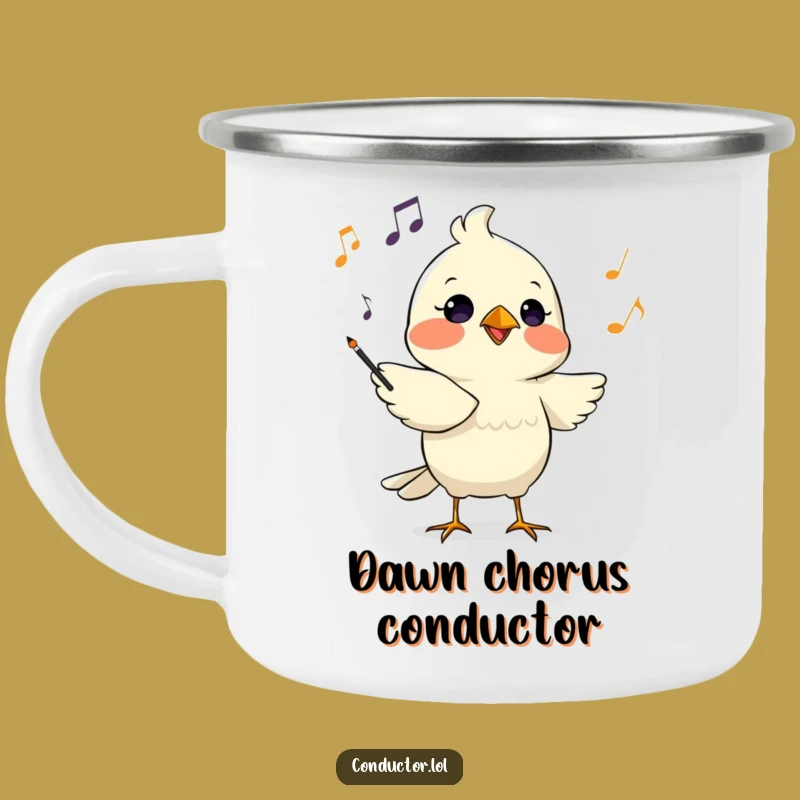 Funny Bird Conductor Camping Mug - Durable Maestro Cup for Outdoor Melodies