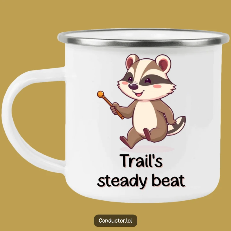 Funny Badger Conductor Camping Mug: Lead Your Adventure with Cheer