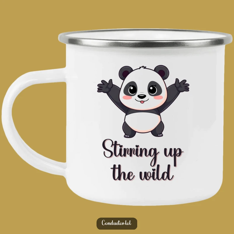 Funny Panda Performer Camping Mug: Durable & Dramatic Outdoor Gear