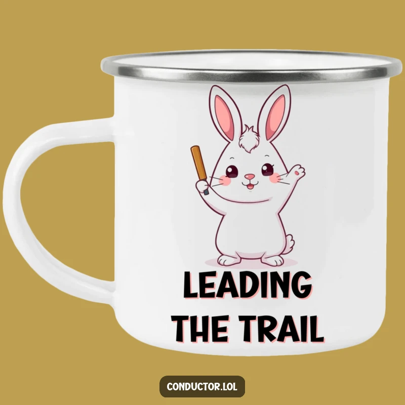 Funny Rabbit Conductor Camping Mug: Lead Your Adventures with Stern Kindness