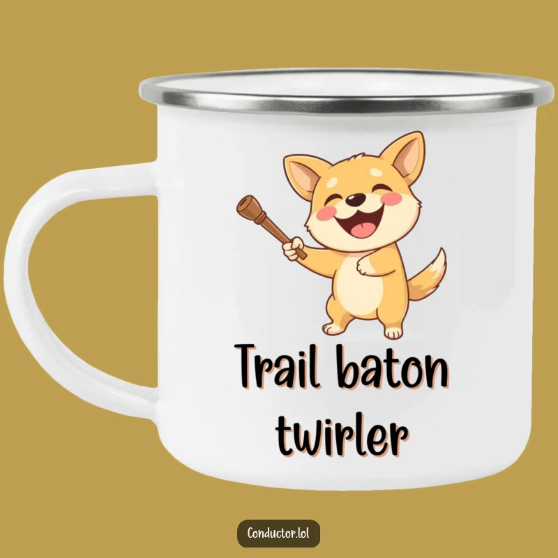 Funny Dog Baton Twirler Camping Mug: Outdoor Conducting Fun Gift