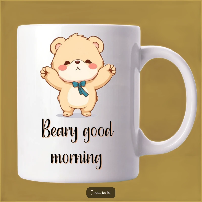 Funny Bear Conductor Mug - Maestro Bear's Sweeping Motion Gift