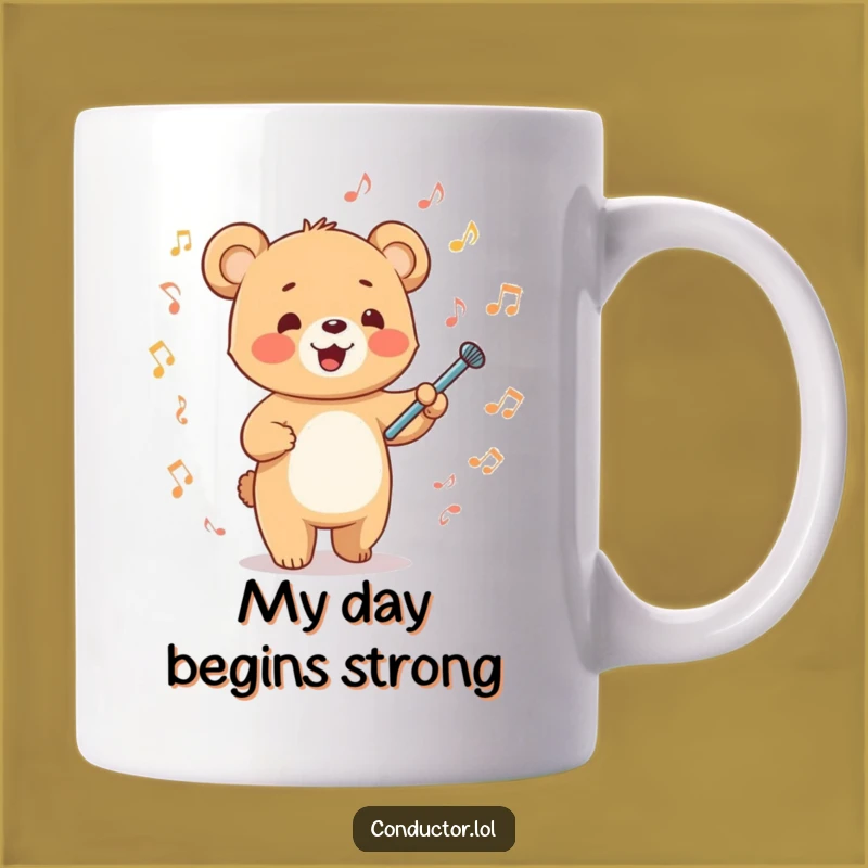 Funny Bear Cub Conductor Mug - Energetic Maestro Gift
