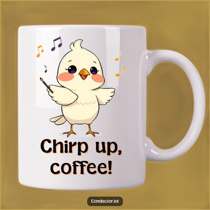 Funny Bird Conductor Mug - Determined Maestro's Chirp Gift for Music Lovers