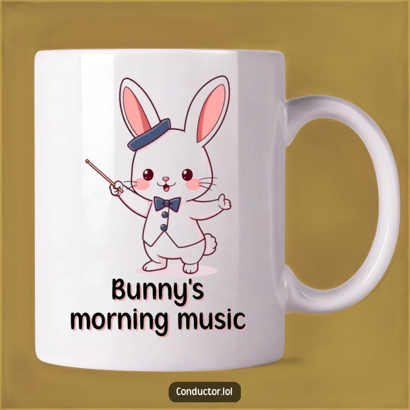 Funny Bunny Conductor Mug: Lead Your Day with Joyful Tunes