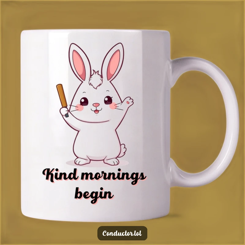Funny Rabbit Maestro Mug: Stern Yet Kind Conducting for Your Coffee