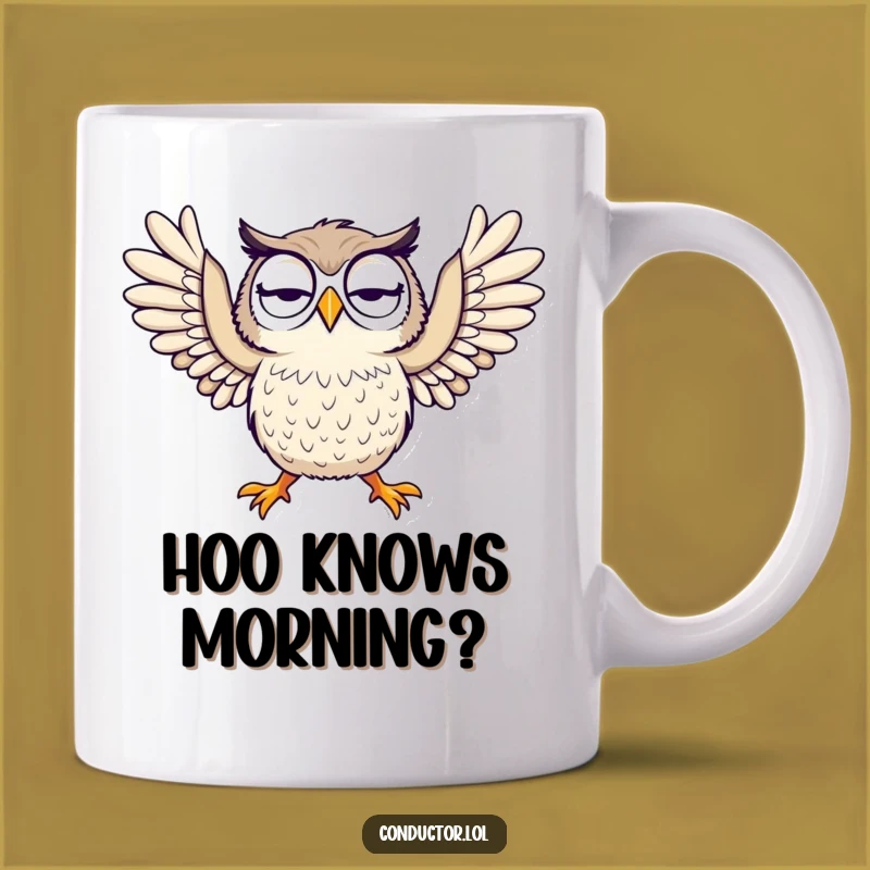 Funny Curious Owl Mug - Dramatic Arm Gesture Gift for Bird Lovers