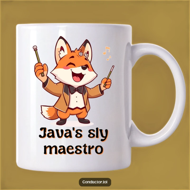 Funny Fox Conductor Mug: Playful Maestro Gift for Music Enthusiasts