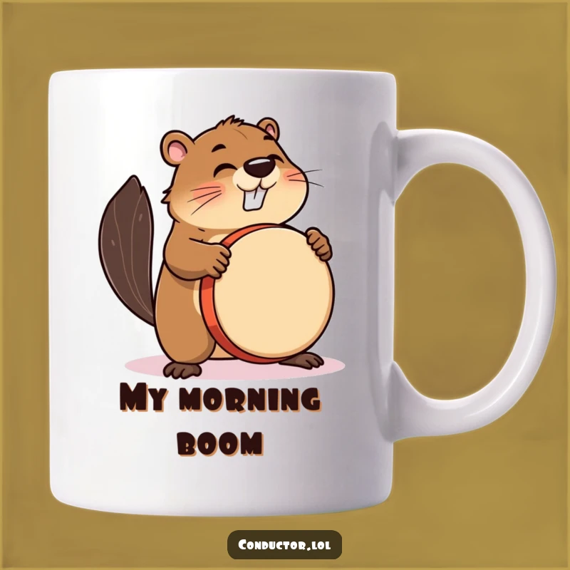 Funny Beaver Drummer Mug: Energetic Beaver Beats - Perfect Funny Gift!