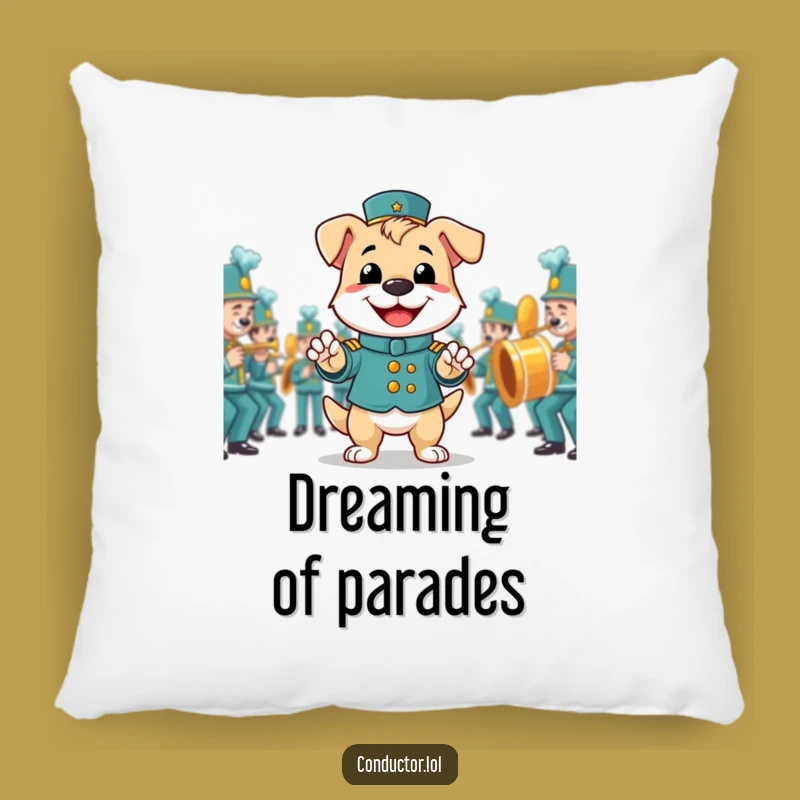 Funny Dog Band Director Pillow, Cozy Pooch's Marching Decor Accent