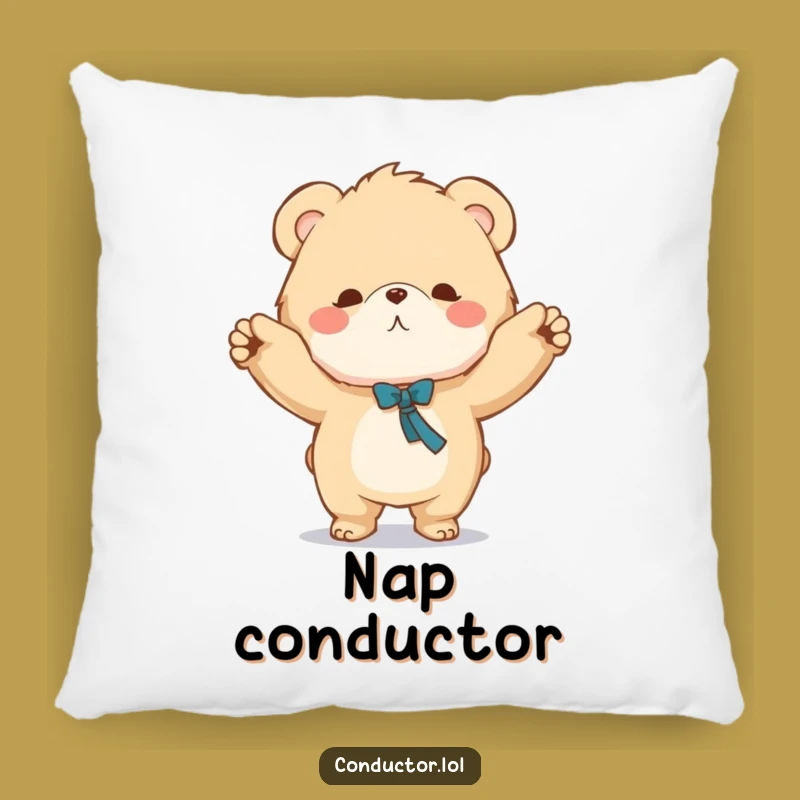 Funny Bear Conductor Pillow - Maestro Bear Cushion for Cozy Music Fans
