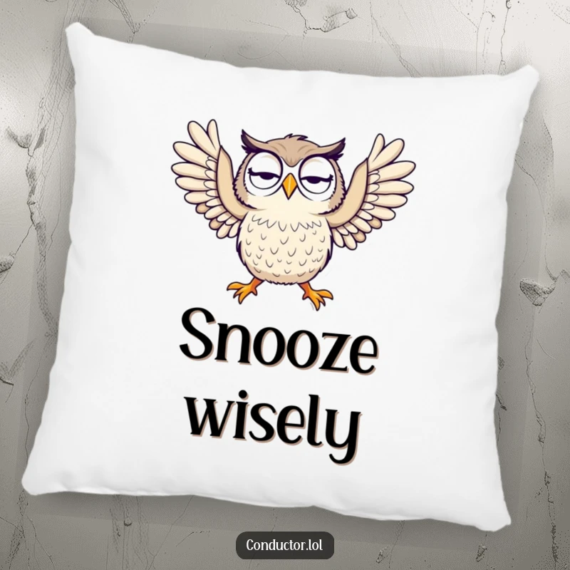 Funny owl pillow featuring a curious owl dramatically opening its arms, providing comfort and a humorous decorative touch.