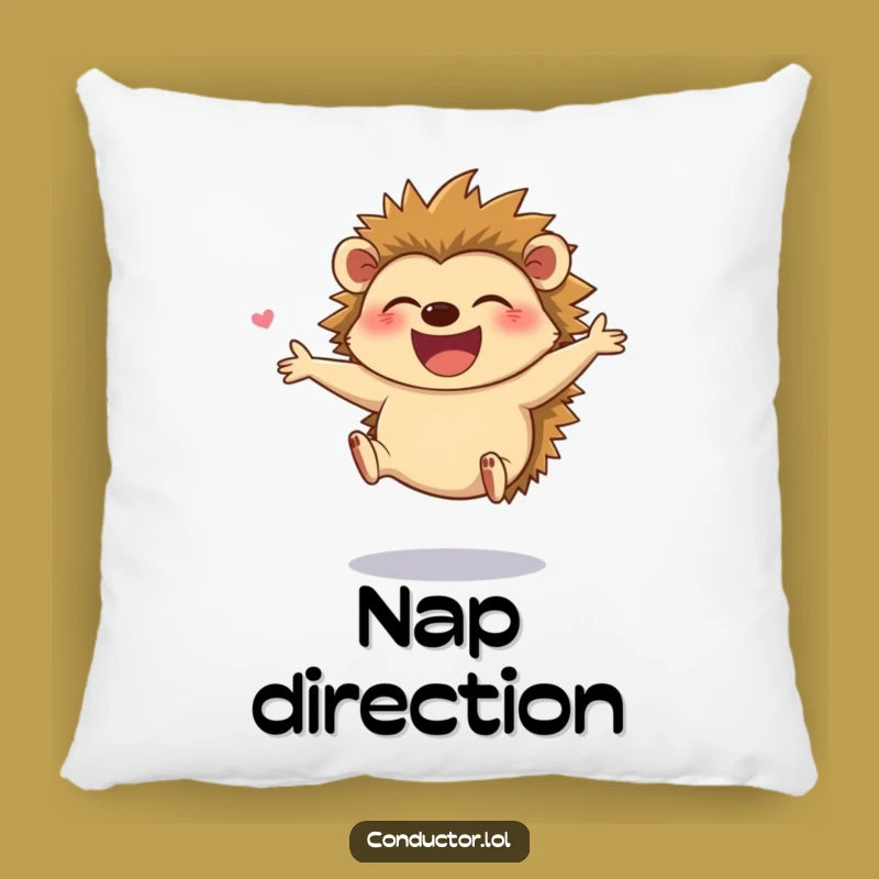 Funny Hedgehog Director Pillow - Joyful Maestro Cushion for Cozy Smiles