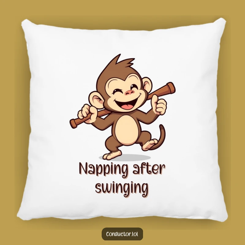 Funny Monkey Conductor Pillow: Cozy Comfort with a Grin