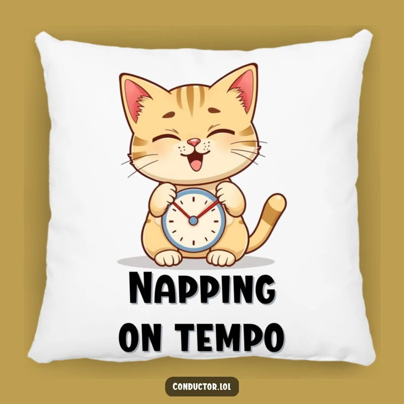 Funny Cat Metronome Pillow, Cozy Feline's Rhythmic Decor Accent