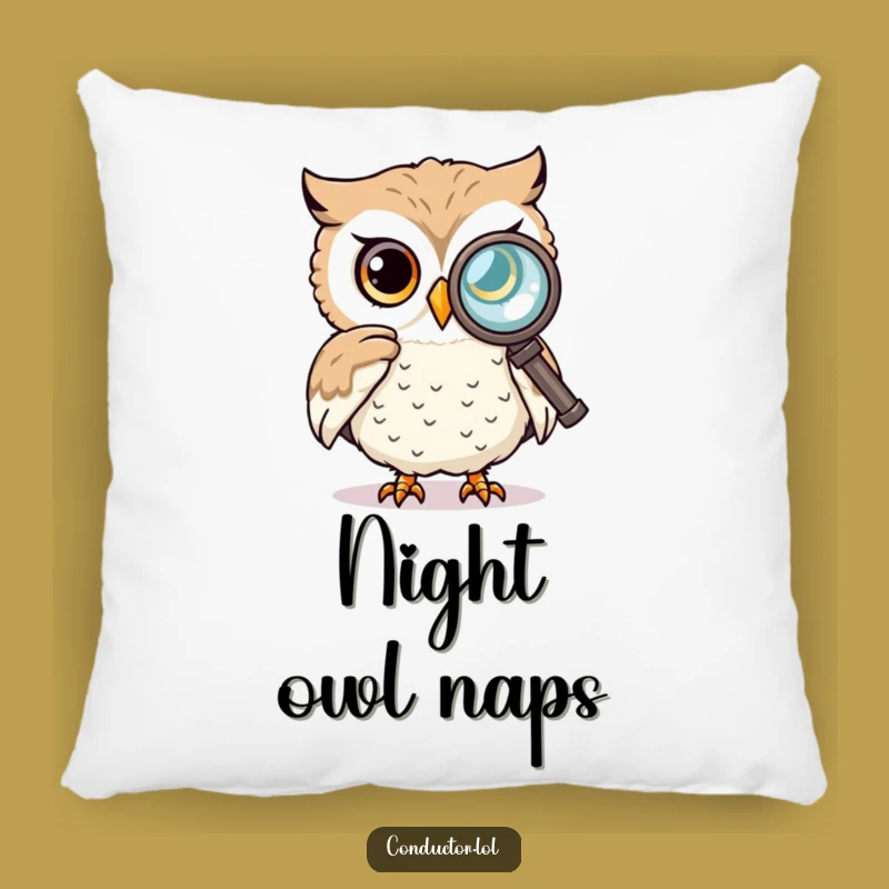 Funny Owl Spyglass Pillow: Cozy Curiosity for Thoughtful Naps