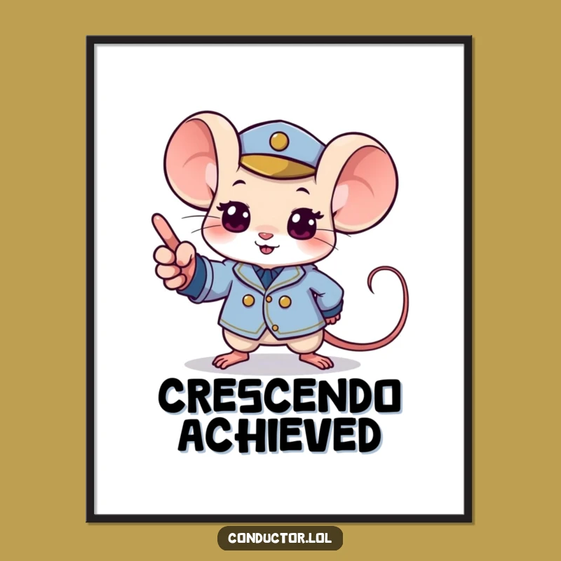 Funny Mouse Conductor Digital Print: Tiny Maestro Wall Art