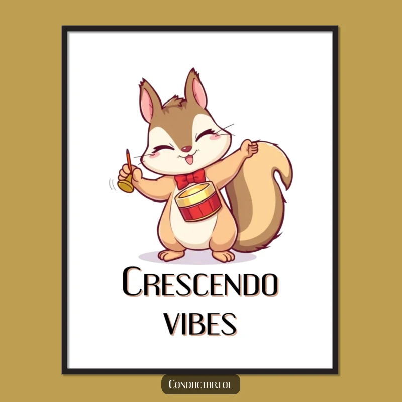 Funny Squirrel Conductor Digital Art - Winking Maestro Print for Music Lovers' Walls