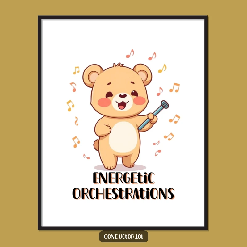 Funny Bear Cub Conductor Digital Art - Instant Energetic Joy