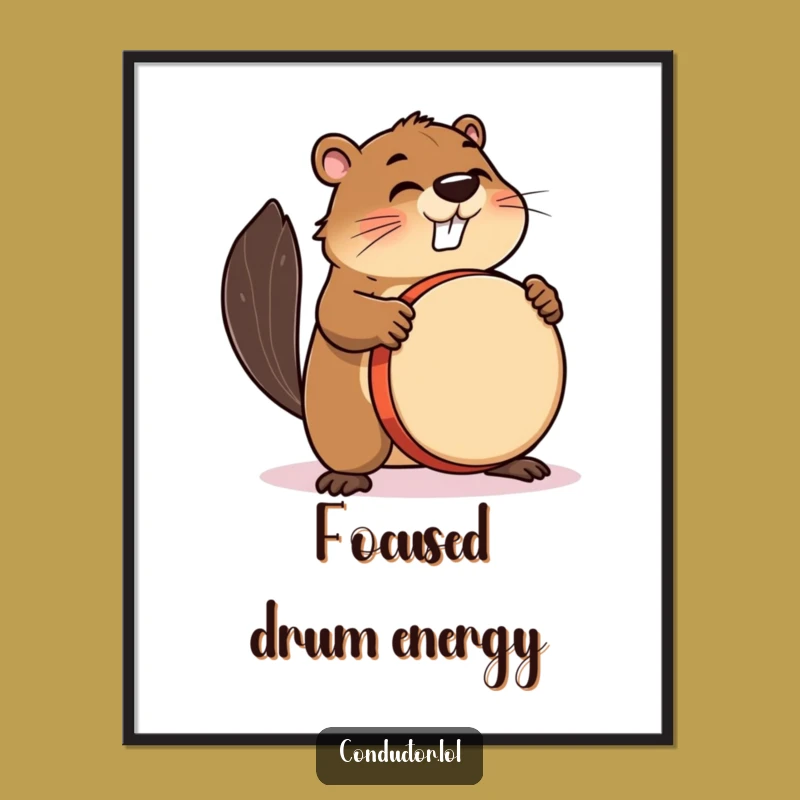 Funny Beaver Drummer Digital Art: Energetic Beats - Instant Download!
