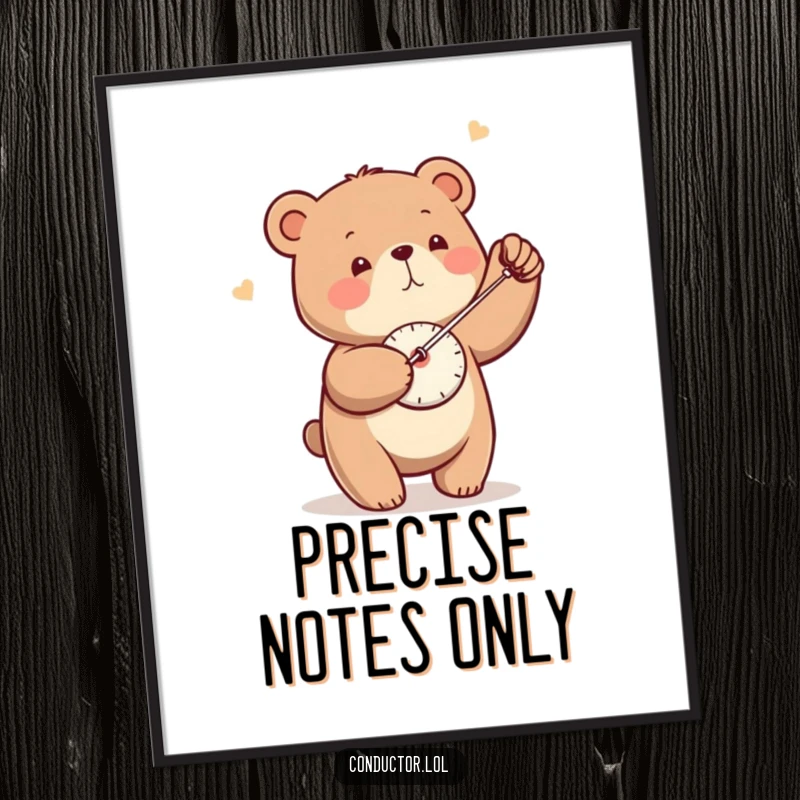 Funny Bear Metronome Digital Art Print: A little bear precisely swings a metronome, ready for framing.