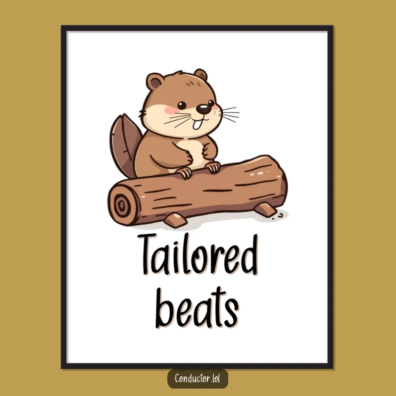 Funny Beaver Tail Tap Digital Art: Add Rhythmic Humor to Your Space