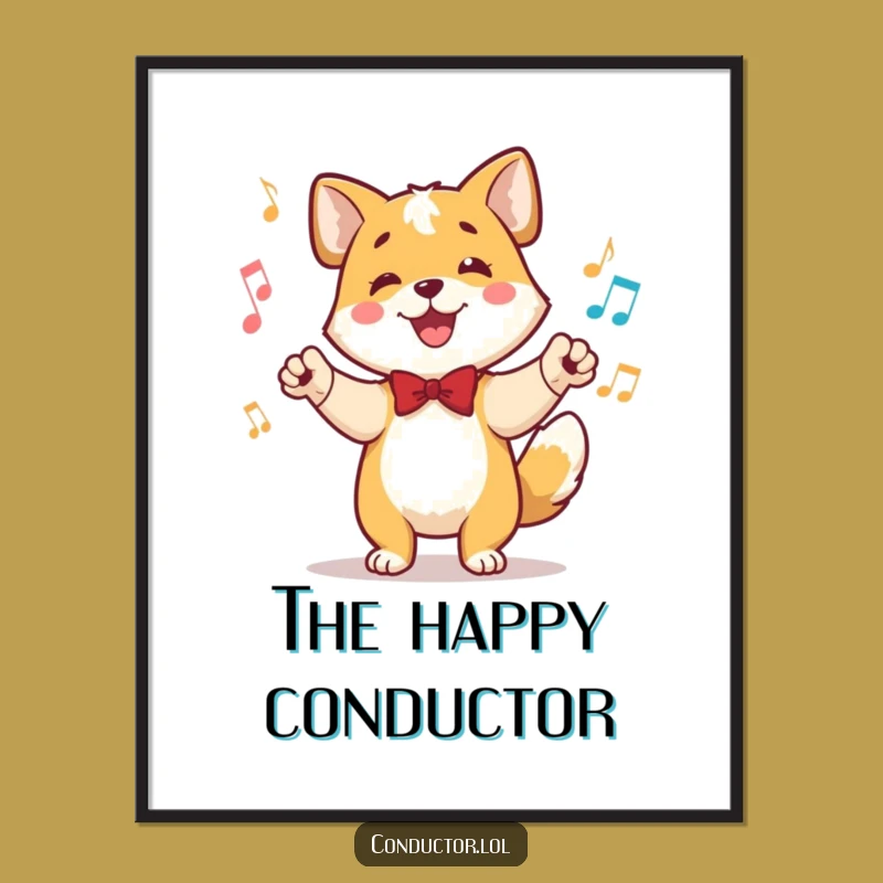 Funny Dog Conductor Digital Art: Instant Humorous Decor for Music Fans