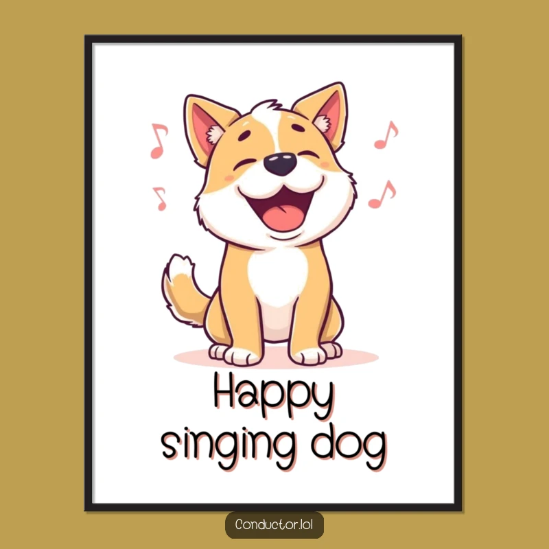 Funny Dog Music Moment Digital Art Print - Instant Humorous Decor