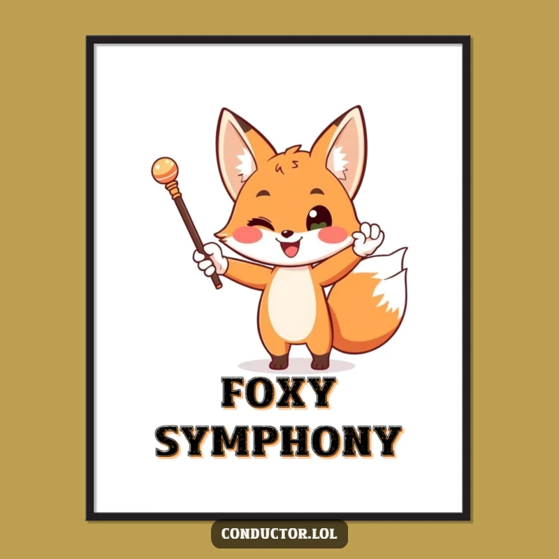 Funny Fox Maestro Digital Art: Dapper Conductor Wall Decor Print