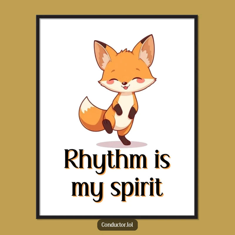 Funny Fox Tapping Foot Digital Art: Playful Animal Download, Cheerful Decor