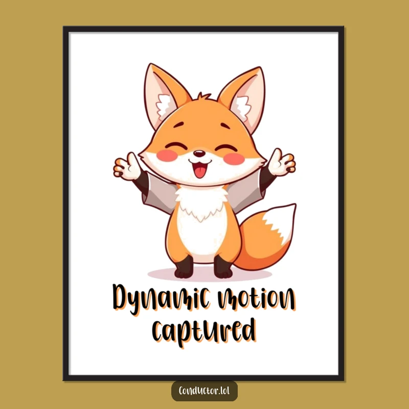 Funny Maestro Fox Digital Art: Printable Energetic Art for Your Walls