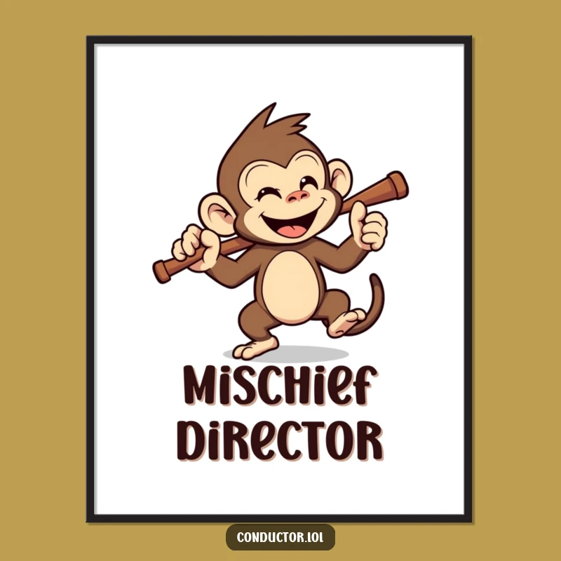 Funny Monkey Conductor Digital Art: Instant Jungle Vibes