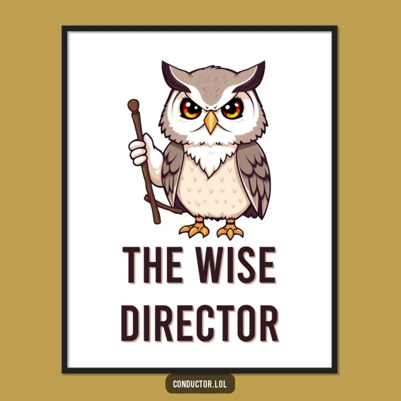 Funny Owl Leader Digital Art: Instant Wisdom for Your Walls